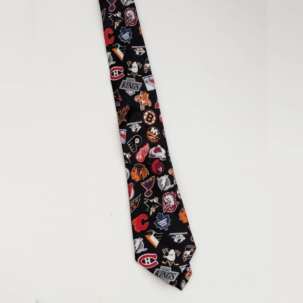 Black Skinny Tie with NHL Team Logos